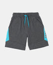 Super Combed Cotton Rich Graphic Printed Shorts with Contrast Side Panel - Charcoal Melange-1