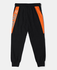 Super Combed Cotton Rich Graphic Printed Joggers with Ribbed Cuff Hem - Black & Golden Poppy-2