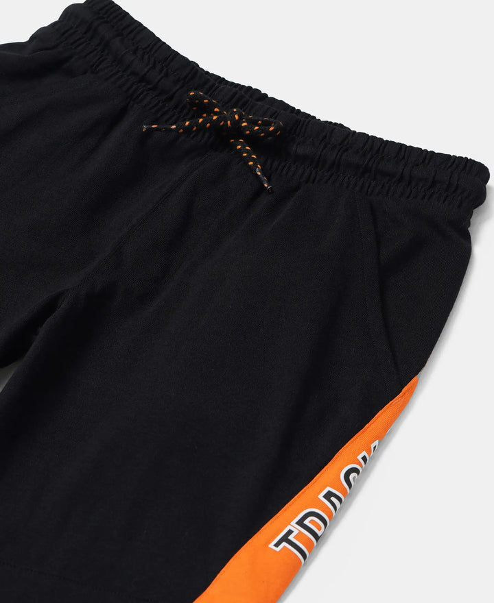 Super Combed Cotton Rich Graphic Printed Joggers with Ribbed Cuff Hem - Black & Golden Poppy-3