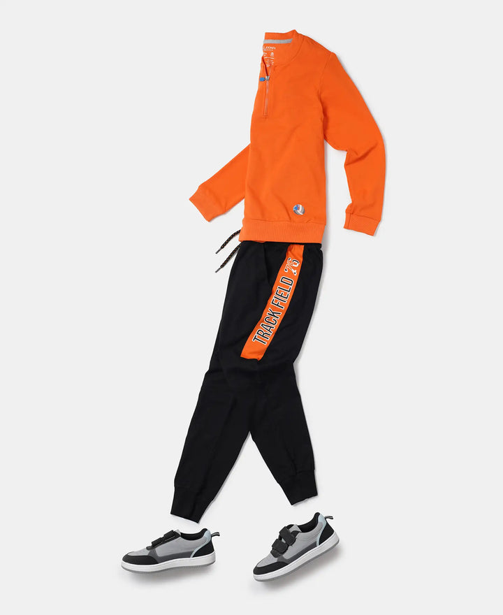Super Combed Cotton Rich Graphic Printed Joggers with Ribbed Cuff Hem - Black & Golden Poppy-5