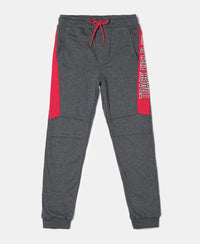 Super Combed Cotton Rich Graphic Printed Joggers with Ribbed Cuff Hem - Charcoal Melange-1