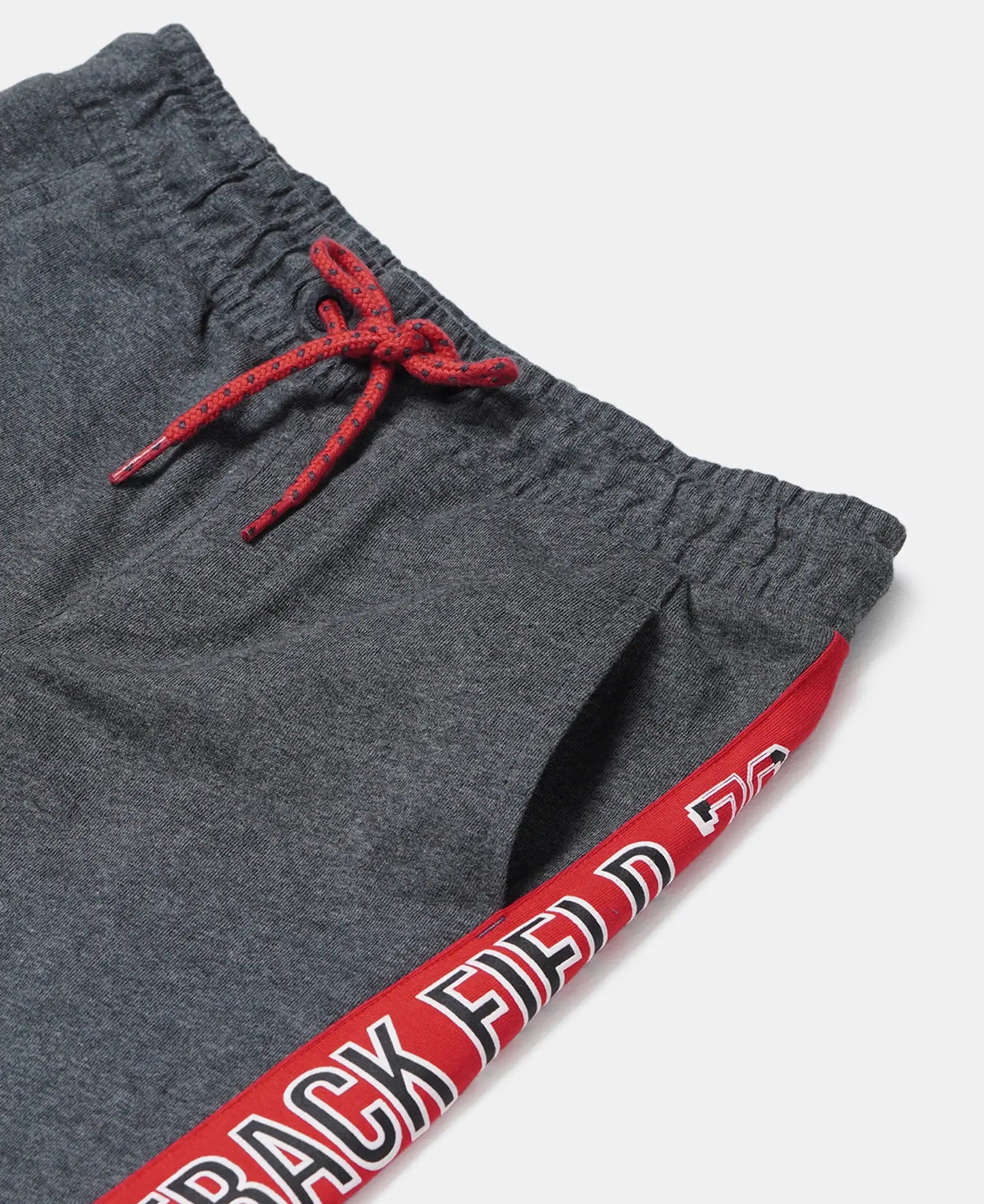 Super Combed Cotton Rich Graphic Printed Joggers with Ribbed Cuff Hem - Charcoal Melange-3