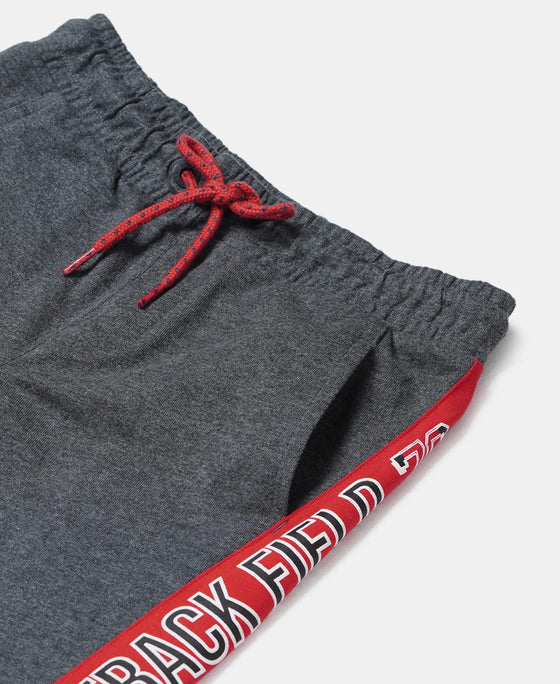 Super Combed Cotton Rich Graphic Printed Joggers with Ribbed Cuff Hem - Charcoal Melange-3