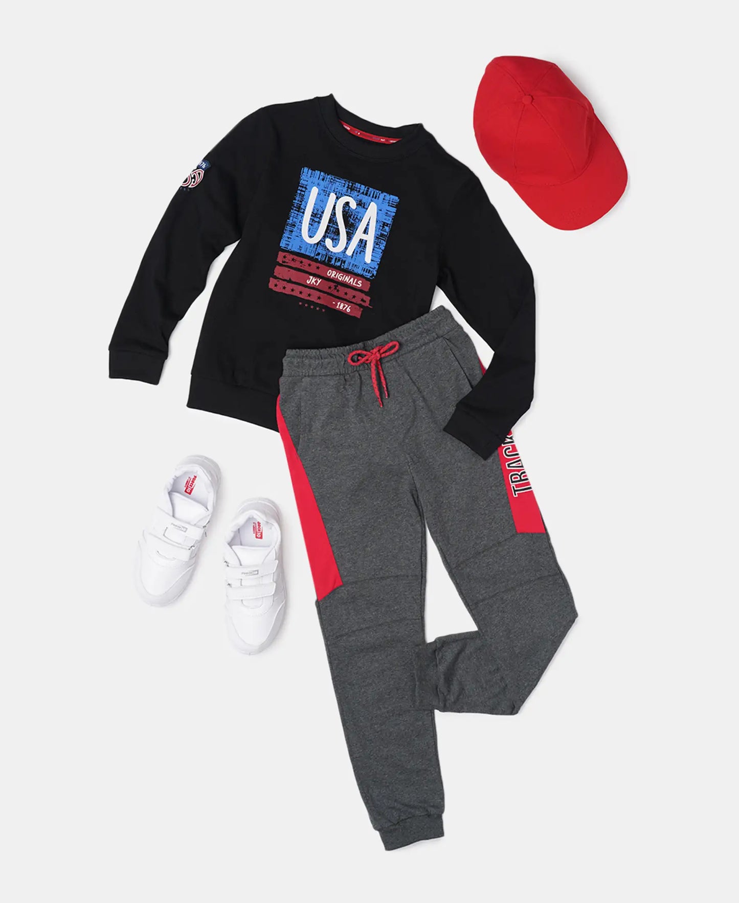 Super Combed Cotton Rich Graphic Printed Joggers with Ribbed Cuff Hem - Charcoal Melange-4