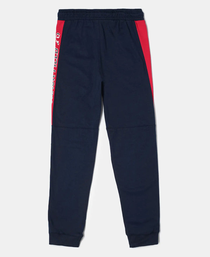 Super Combed Cotton Rich Graphic Printed Joggers with Ribbed Cuff Hem - Navy-2