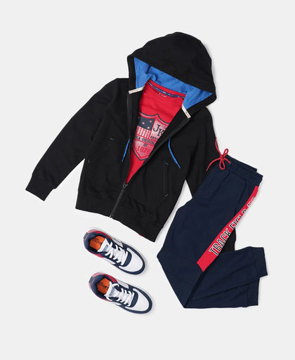 Super Combed Cotton Rich Graphic Printed Joggers with Ribbed Cuff Hem - Navy-4