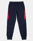 Super Combed Cotton Rich Graphic Printed Joggers with Ribbed Cuff Hem - Navy & Team Red-1