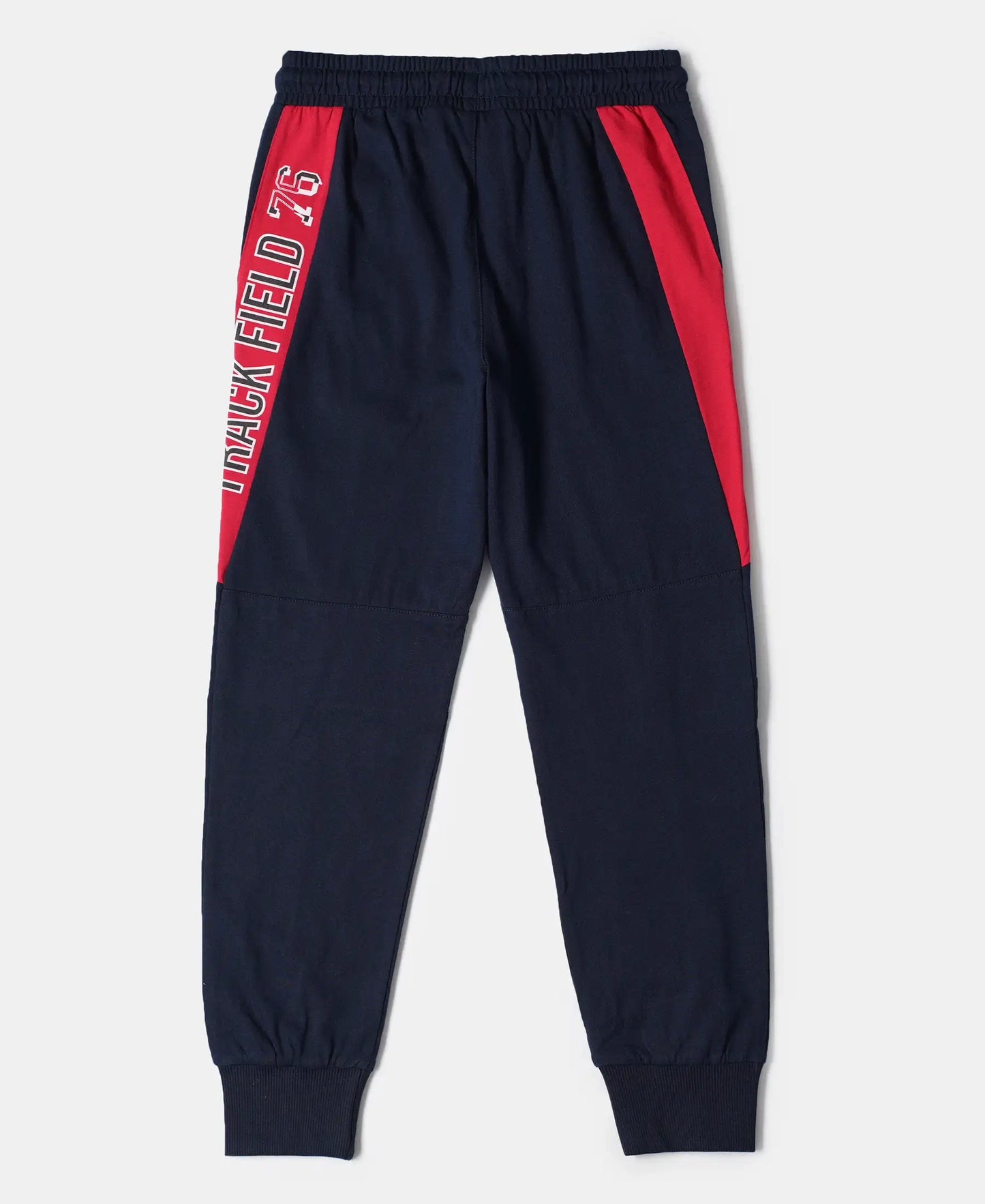 Super Combed Cotton Rich Graphic Printed Joggers with Ribbed Cuff Hem - Navy & Team Red-2