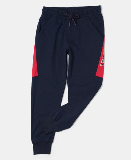 Super Combed Cotton Rich Graphic Printed Joggers with Ribbed Cuff Hem - Navy & Team Red-5
