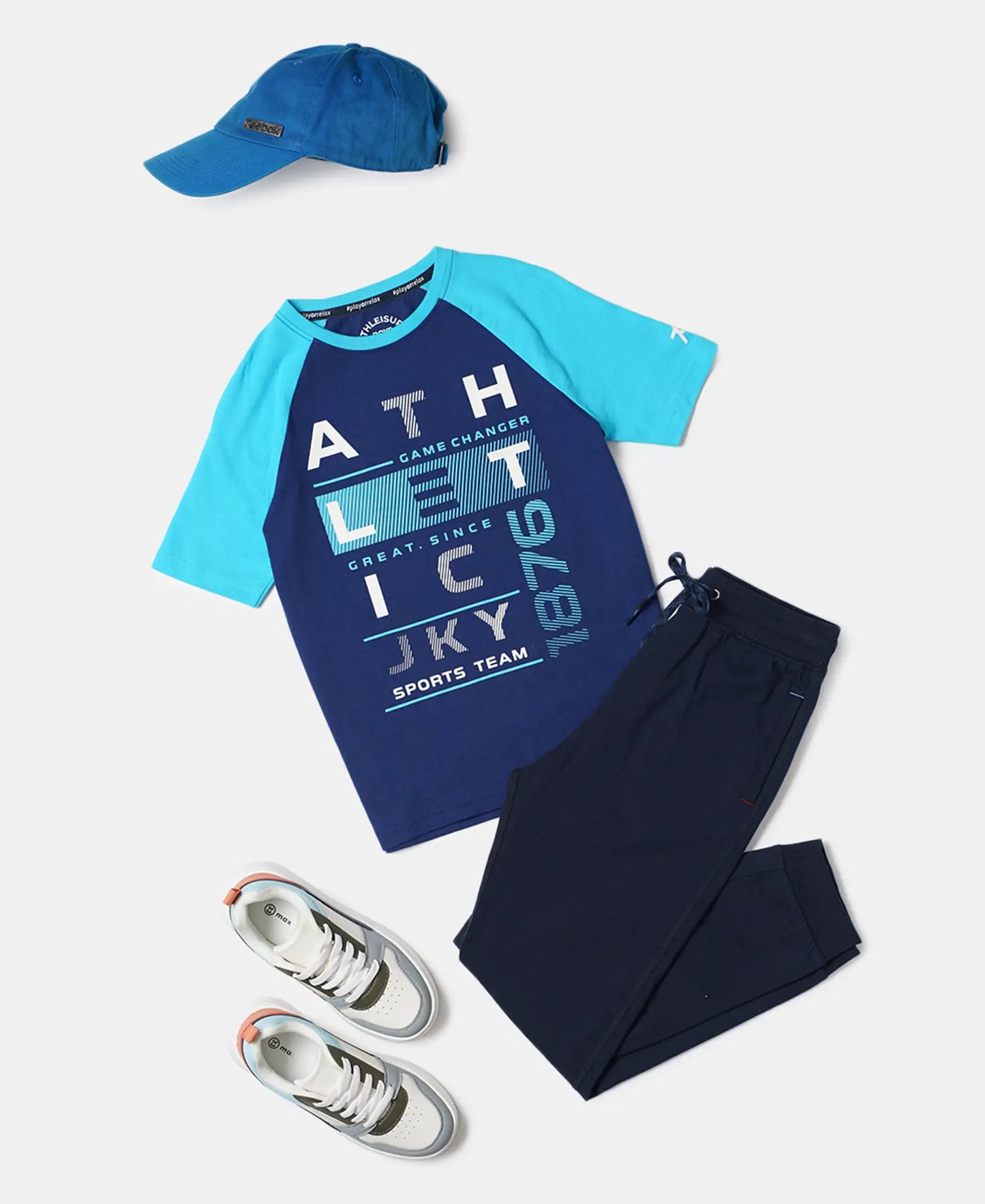 Super Combed Cotton Graphic Printed Half Sleeve Raglan T-Shirt - Blue Depth-4