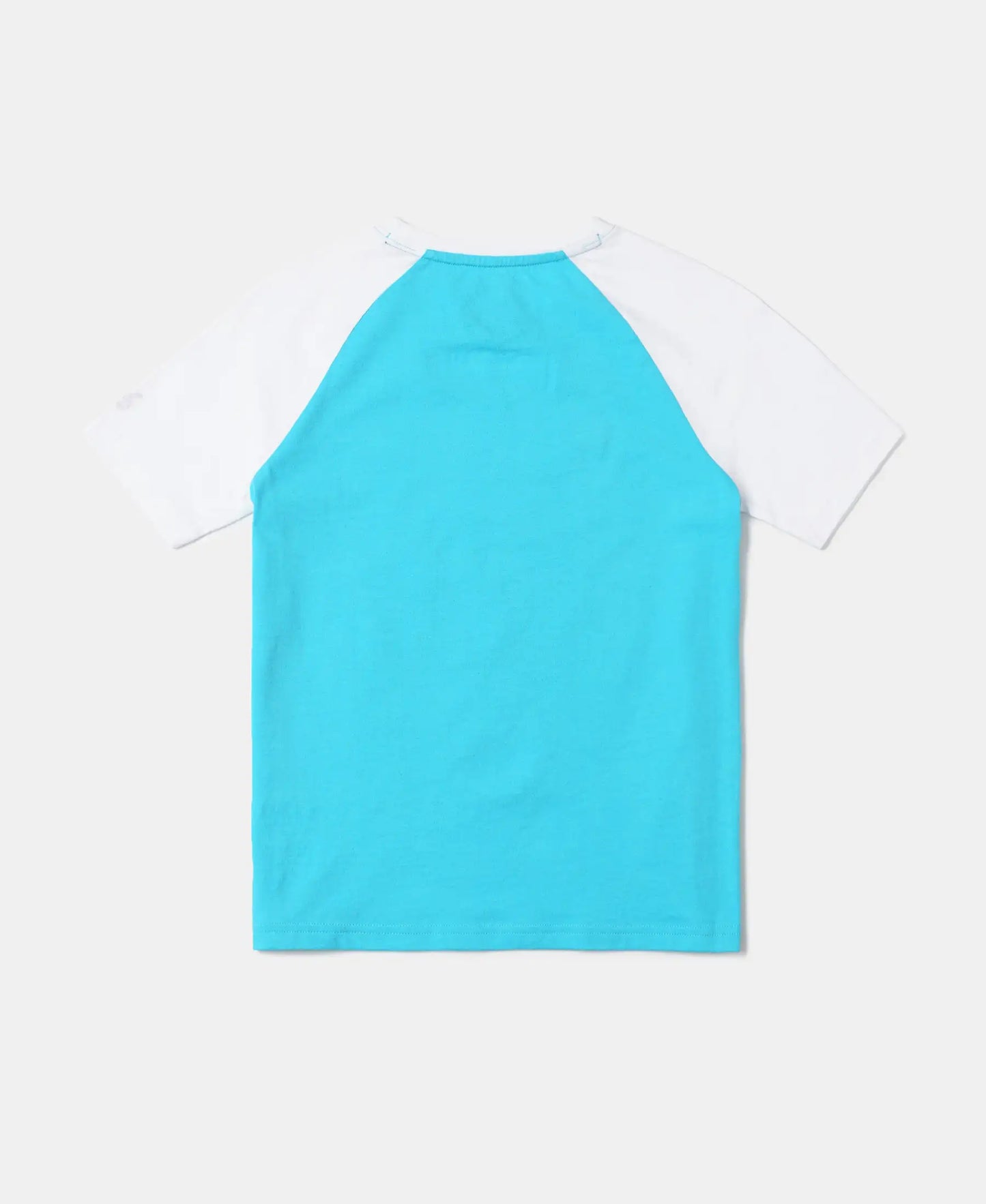 Super Combed Cotton Graphic Printed Half Sleeve Raglan T-Shirt - Scuba Blue-2