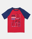 Super Combed Cotton Graphic Printed Half Sleeve Raglan T-Shirt - Team Red-1
