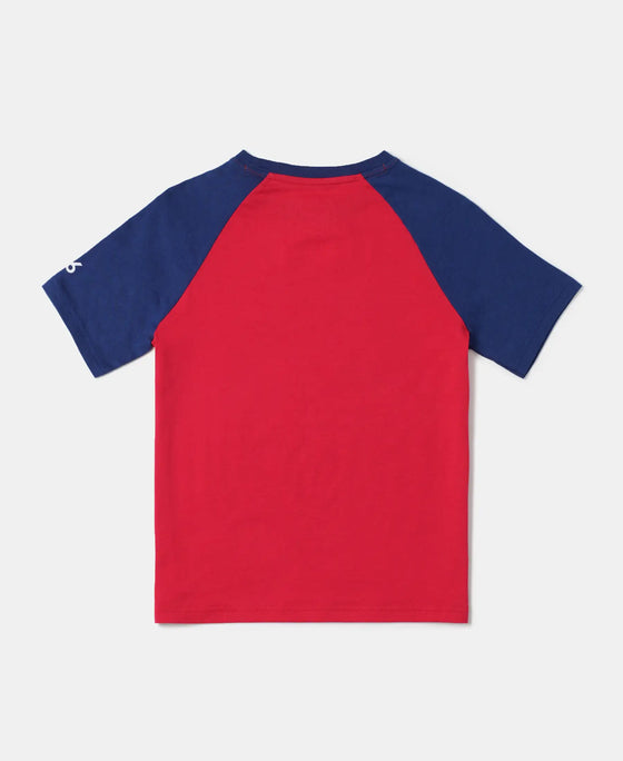 Super Combed Cotton Graphic Printed Half Sleeve Raglan T-Shirt - Team Red-2