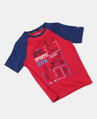 Super Combed Cotton Graphic Printed Half Sleeve Raglan T-Shirt - Team Red-5