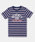 Super Combed Cotton Striped Graphic Printed Half Sleeve T-Shirt - Blue Depth-1