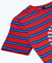 Super Combed Cotton Striped Graphic Printed Half Sleeve T-Shirt - Pompeian Red-3