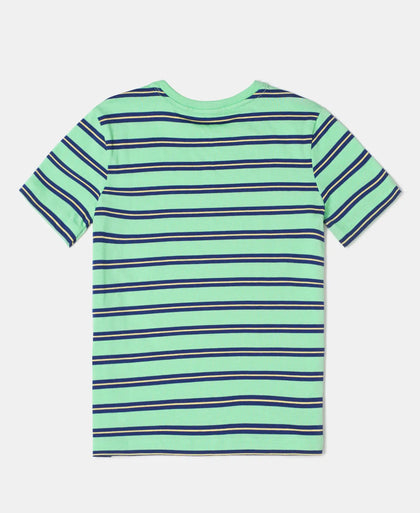 Super Combed Cotton Striped Graphic Printed Half Sleeve T-Shirt - Spring Bouquet-2
