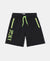Super Combed Cotton Rich French Terry Graphic Printed Shorts with Turn Up Hem Styling - Black-1