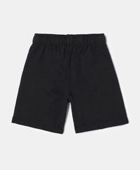 Super Combed Cotton Rich French Terry Graphic Printed Shorts with Turn Up Hem Styling - Black-2