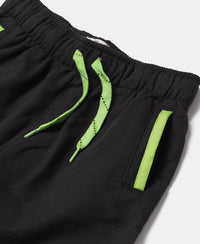 Super Combed Cotton Rich French Terry Graphic Printed Shorts with Turn Up Hem Styling - Black-3