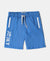 Super Combed Cotton Rich French Terry Graphic Printed Shorts with Turn Up Hem Styling - Palace Blue-1