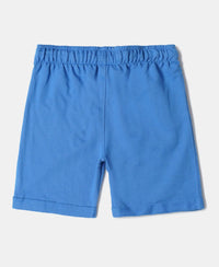 Super Combed Cotton Rich French Terry Graphic Printed Shorts with Turn Up Hem Styling - Palace Blue-2