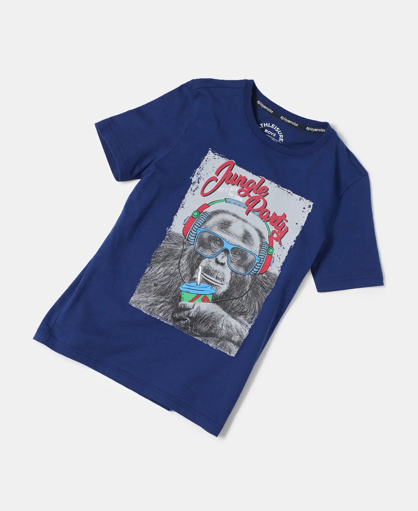 Super Combed Cotton Graphic Printed Half Sleeve T-Shirt - Blue Depth Printed-5