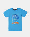 Super Combed Cotton Graphic Printed Half Sleeve T-Shirt - Malibu Blue-1