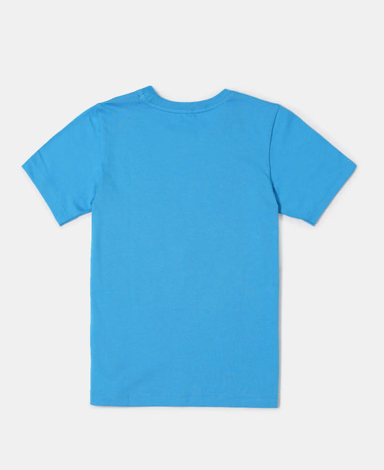 Super Combed Cotton Graphic Printed Half Sleeve T-Shirt - Malibu Blue-2