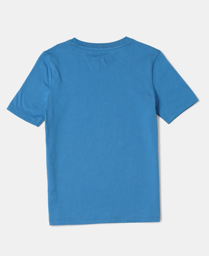 Super Combed Cotton Graphic Printed Half Sleeve T-Shirt - Vallarta Blue-2