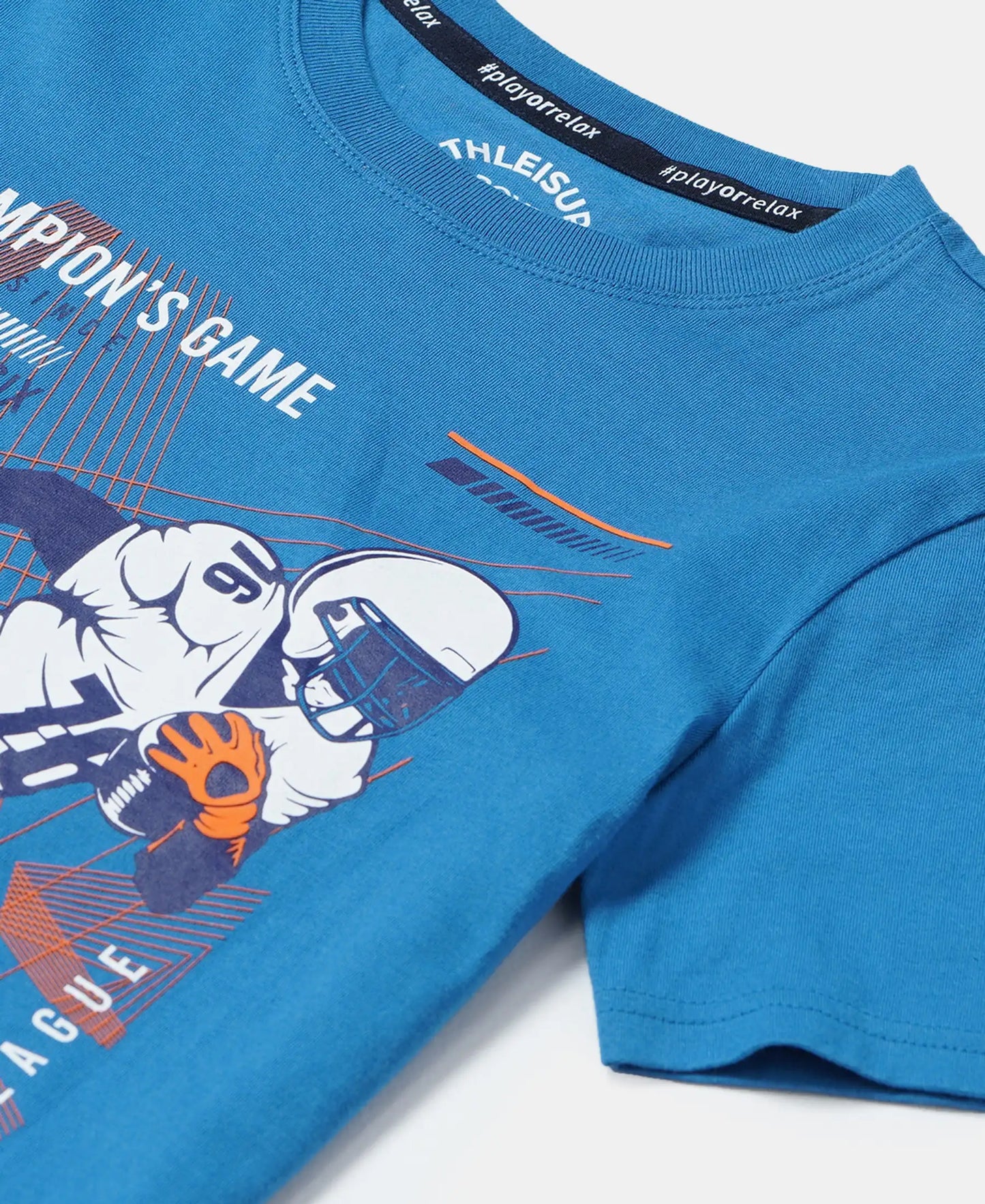 Super Combed Cotton Graphic Printed Half Sleeve T-Shirt - Vallarta Blue-3