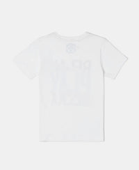 Super Combed Cotton Graphic Printed Half Sleeve T-Shirt - White Printed-2