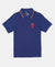 Super Combed Cotton Rich Graphic Printed Half Sleeve Polo T-Shirt - Blue Depth-1