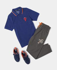 Super Combed Cotton Rich Graphic Printed Half Sleeve Polo T-Shirt - Blue Depth-5