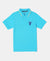 Super Combed Cotton Rich Graphic Printed Half Sleeve Polo T-Shirt - Scuba Blue-1
