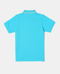 Super Combed Cotton Rich Graphic Printed Half Sleeve Polo T-Shirt - Scuba Blue-2
