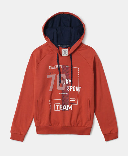 Super Combed Cotton French Terry Graphic Printed Hoodie Sweatshirt - Cinnabar-1