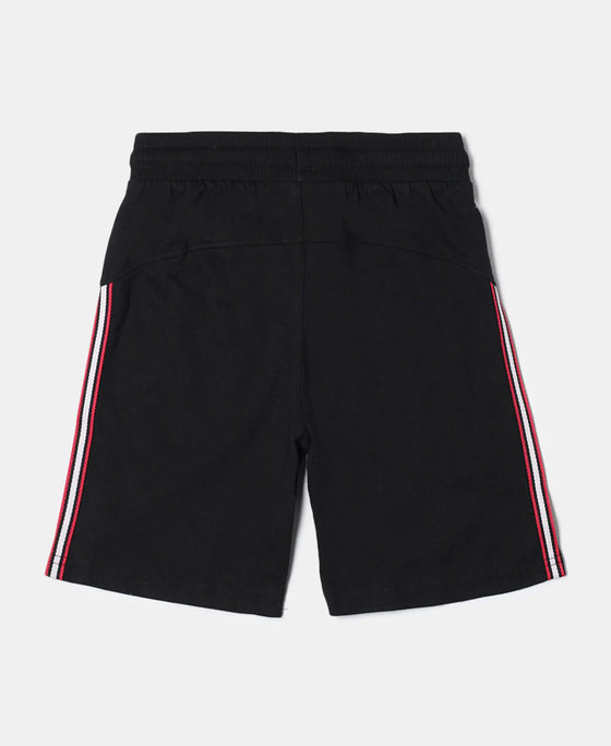 Super Combed Cotton Rich Shorts with Contrast Side Taping - Black-2