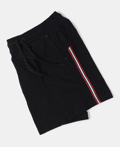 Super Combed Cotton Rich Shorts with Contrast Side Taping - Black-5