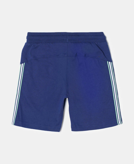 Super Combed Cotton Rich Shorts with Contrast Side Taping - Blue Depth-2