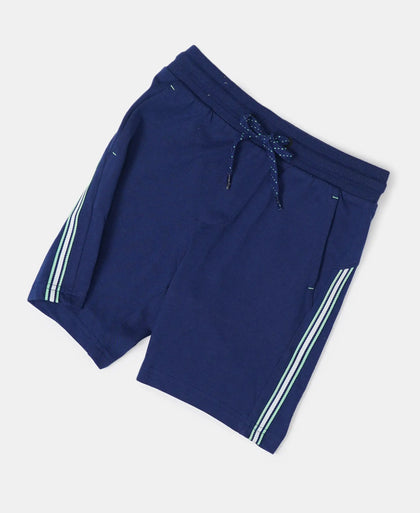 Super Combed Cotton Rich Shorts with Contrast Side Taping - Blue Depth-5
