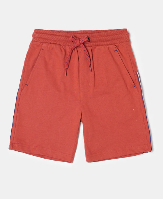 Super Combed Cotton Rich Shorts with Contrast Side Taping - Cinnabar-1