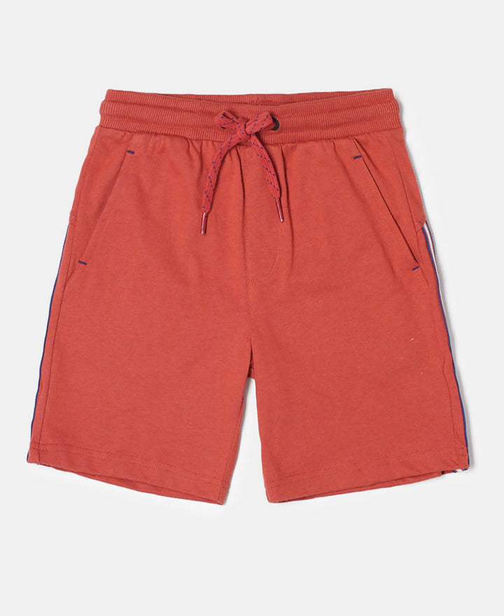 Super Combed Cotton Rich Shorts with Contrast Side Taping - Cinnabar-1