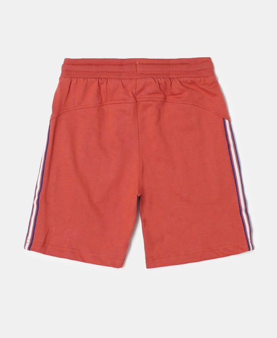 Super Combed Cotton Rich Shorts with Contrast Side Taping - Cinnabar-2