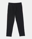 Super Combed Cotton Rich Trackpants with Contrast Side Taping - Black-1