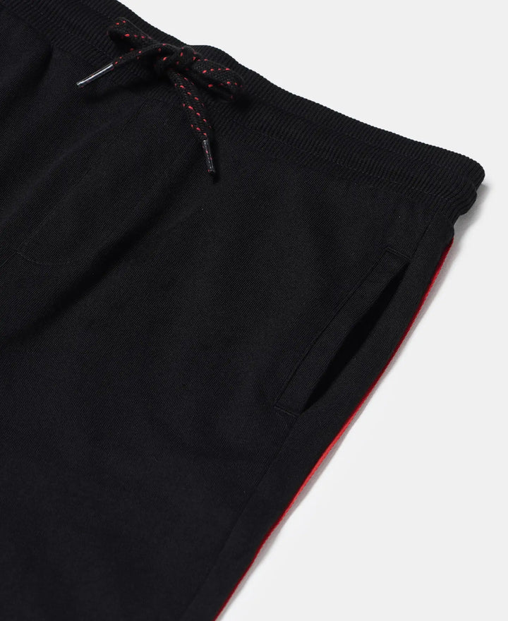 Super Combed Cotton Rich Trackpants with Contrast Side Taping - Black-3
