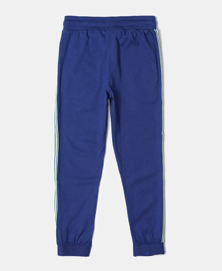 Super Combed Cotton Rich Trackpants with Contrast Side Taping - Blue Depth-2