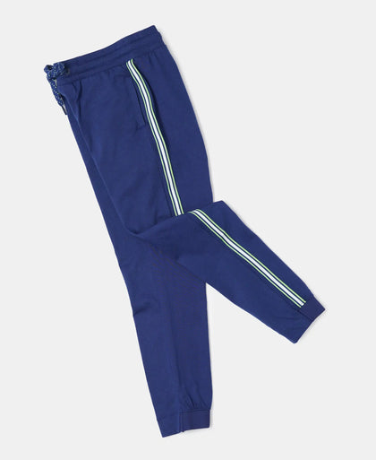 Super Combed Cotton Rich Trackpants with Contrast Side Taping - Blue Depth-5