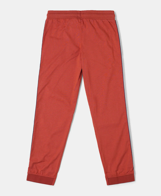 Super Combed Cotton Rich Trackpants with Contrast Side Taping - Cinnabar-2