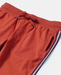 Super Combed Cotton Rich Trackpants with Contrast Side Taping - Cinnabar-3